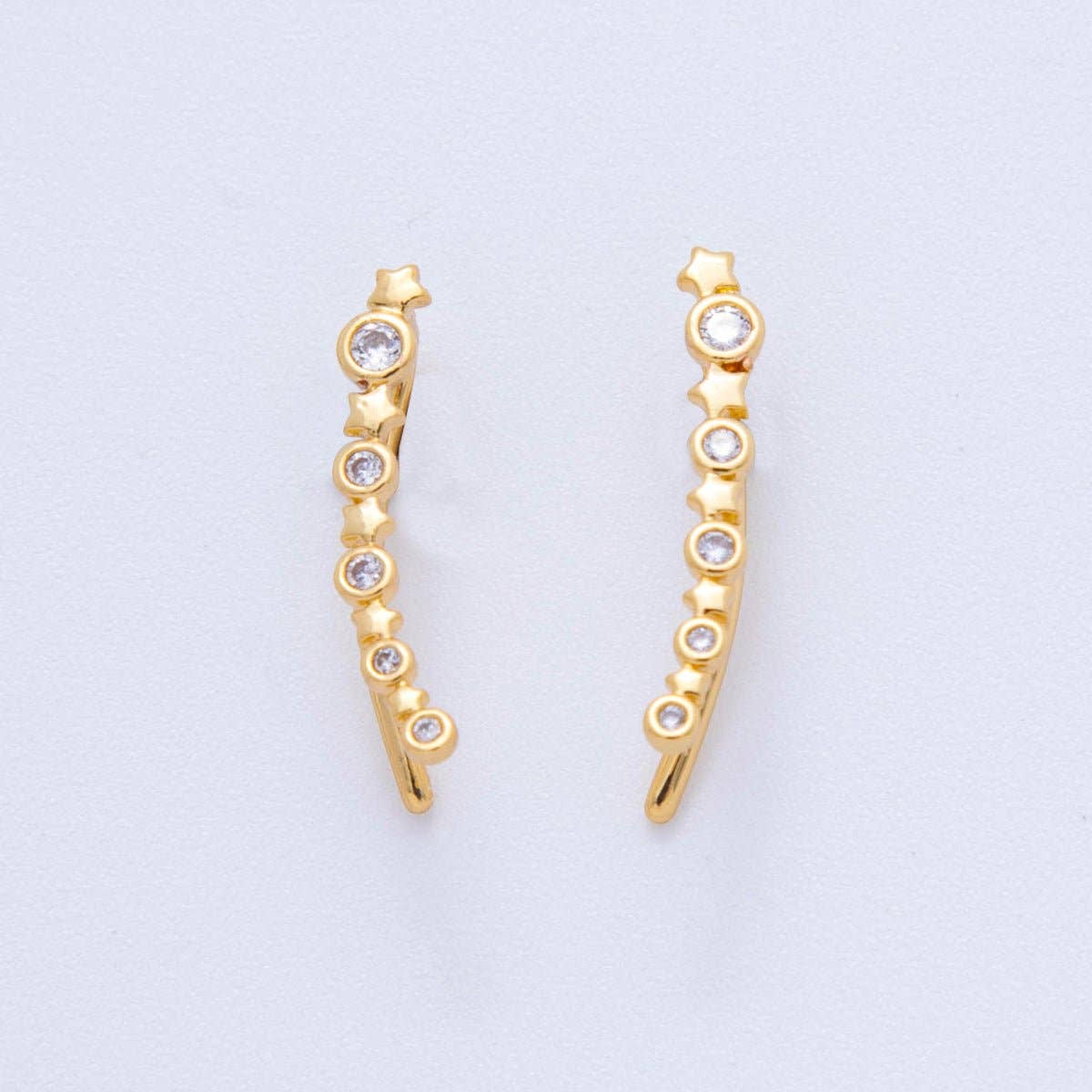 18K Gold Filled Micro Paved CZ Fallen Star Ear Climber Earrings