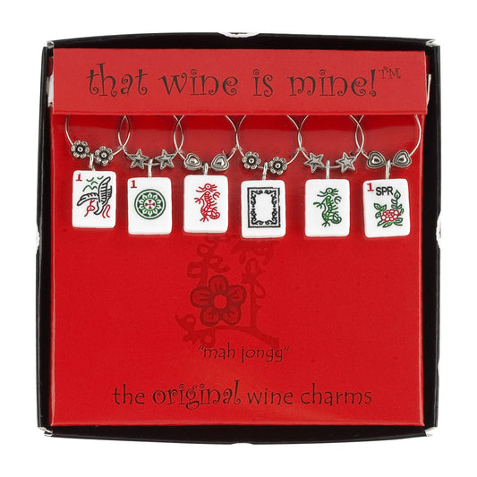 6-Piece American Mah Jongg Painted Wine Charms