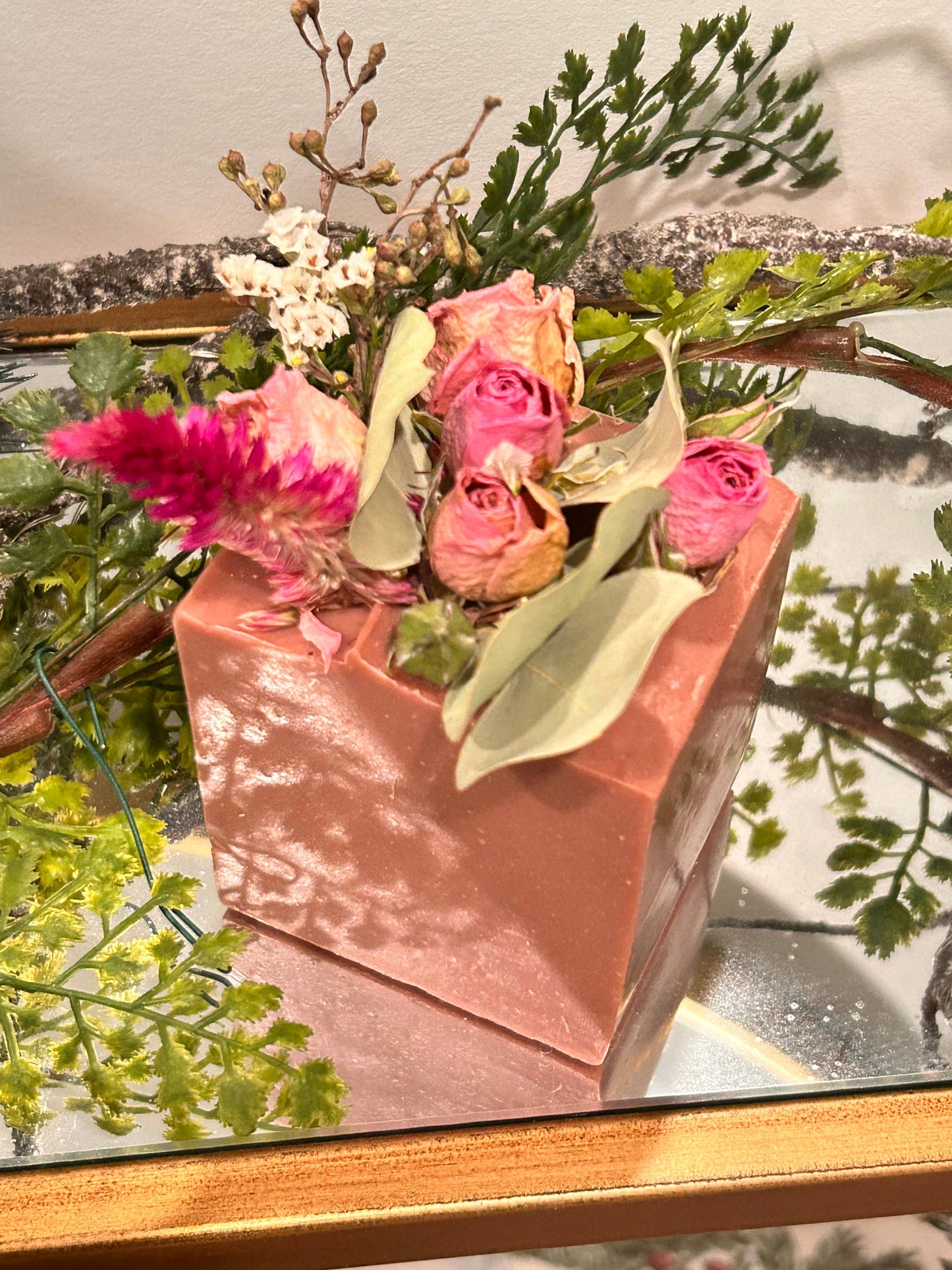 Vintage Style French Block Soap With Dry Flowers