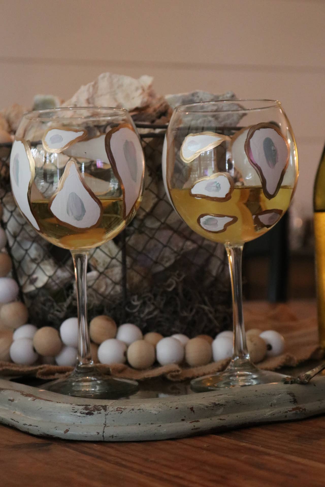 Stemmed Oyster Confetti Wine Glasses