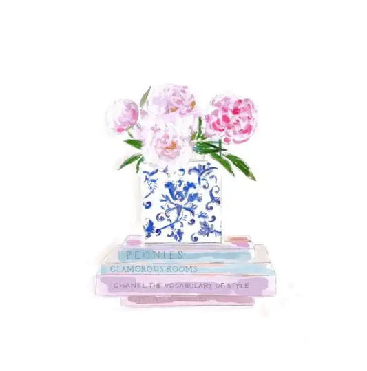 BOOKS & PEONIES - Art Print