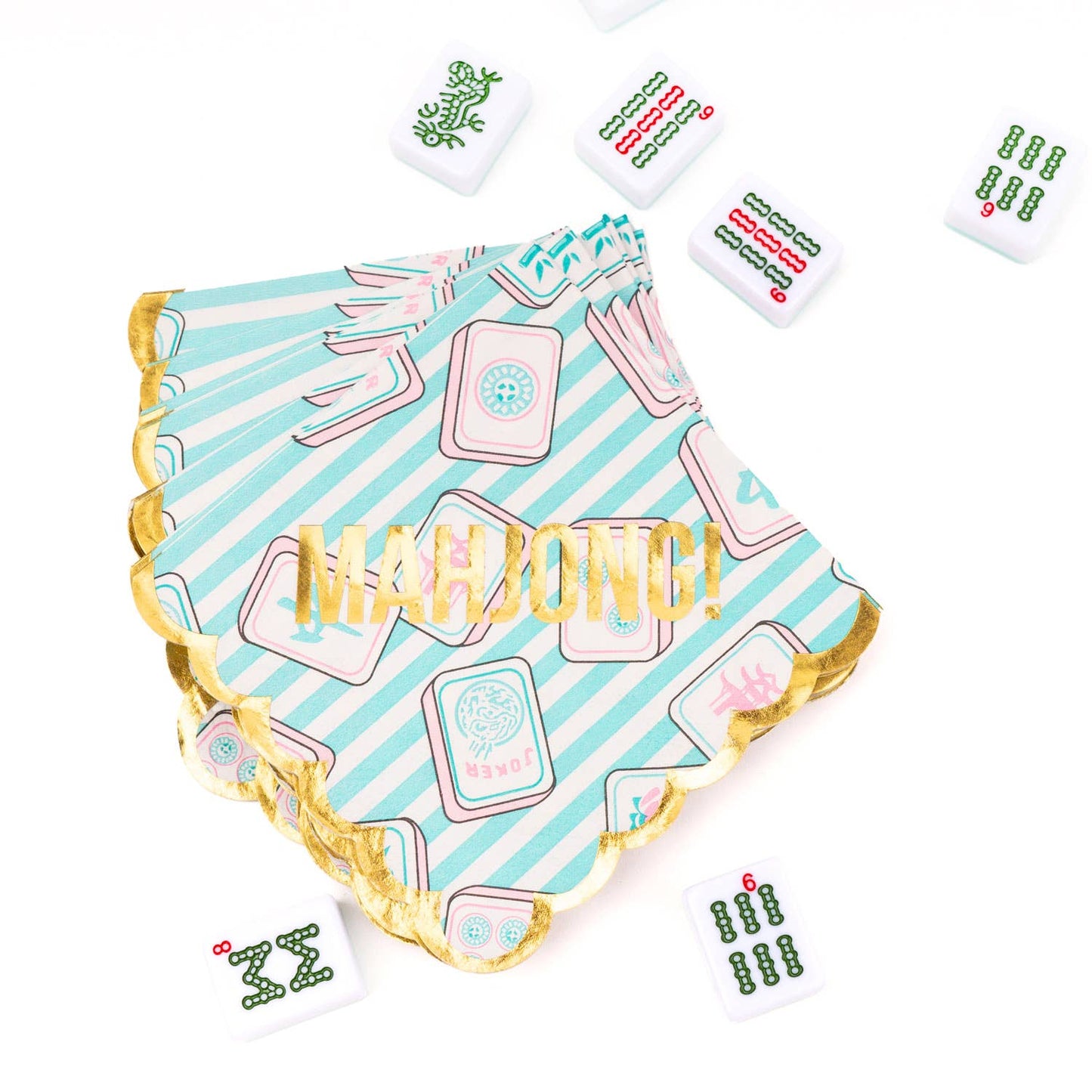 Mahjong Stripe Paper Beverage Napkin 16 Count Pack