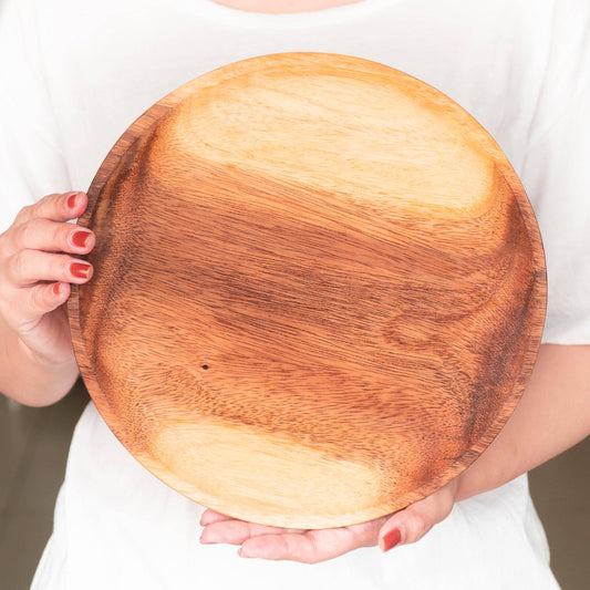 Round Classic Acacia Wood Salad Plate