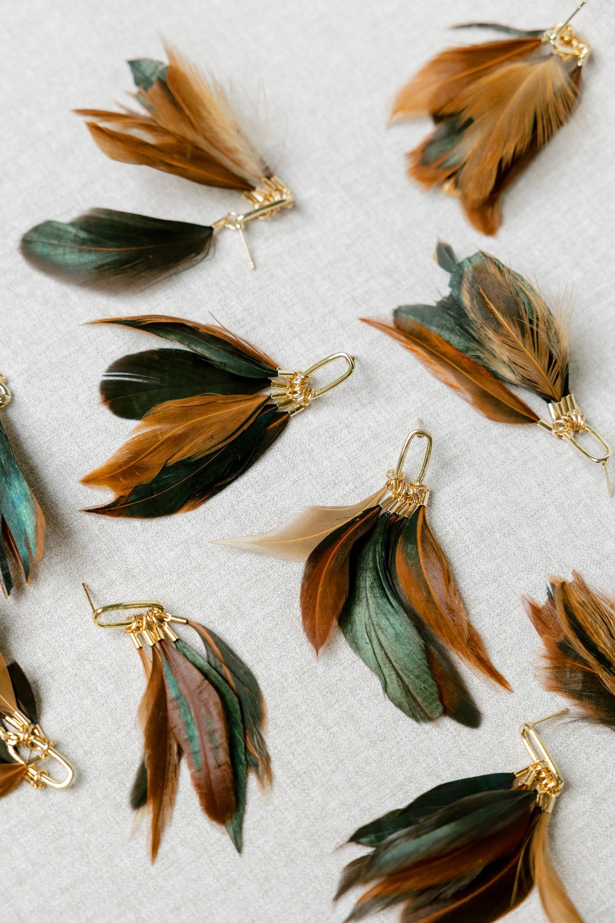 Woodland Fall Feather Tassel Statement Earrings