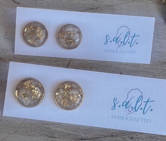 Ada Studs ~ Crushed Oyster Earrings