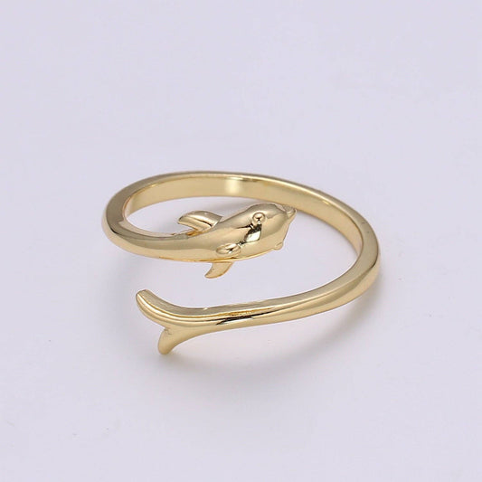 Dolphin Ring Adjustable Open Ring for Animal Lover Under the sea Inspired Jewelry
