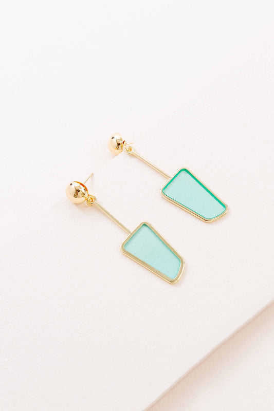 Stained Glass Dangle Earrings (14K) | Turquoise