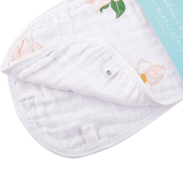 Southern Magnolia Baby Burp Cloth and Bib 2 in 1  Everyday Feeding Essential