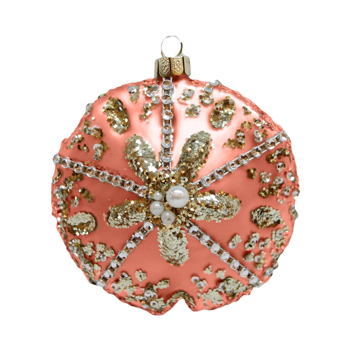 Coral Sandollar with Diamonds Ornament