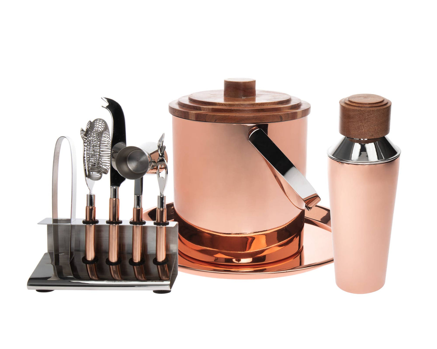 9 Piece Copper/wood Bar Set