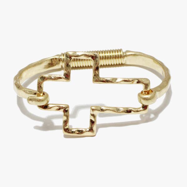 Cross Hammered Metal Bracelet