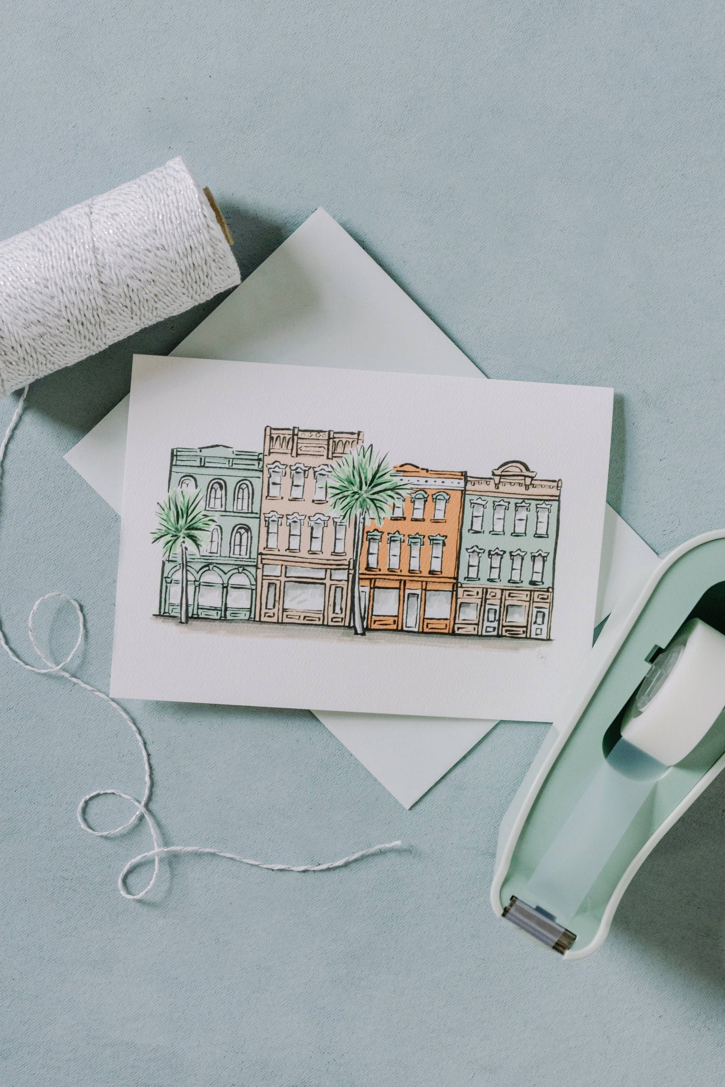 Sherbet Painted Streets: The Downtown Folded Greeting Card