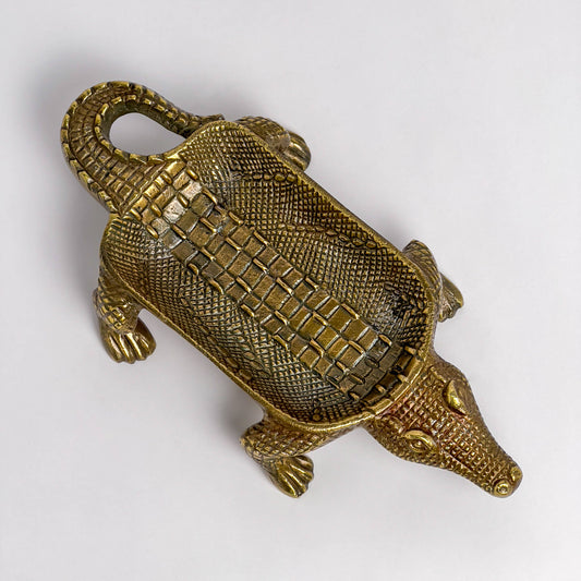 Crocodile Dish Antique Brass