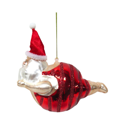 Plum Santa Swimmer Ornament