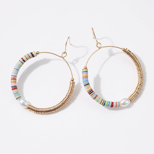 Multi-Material Heish Block Dangling Earrings