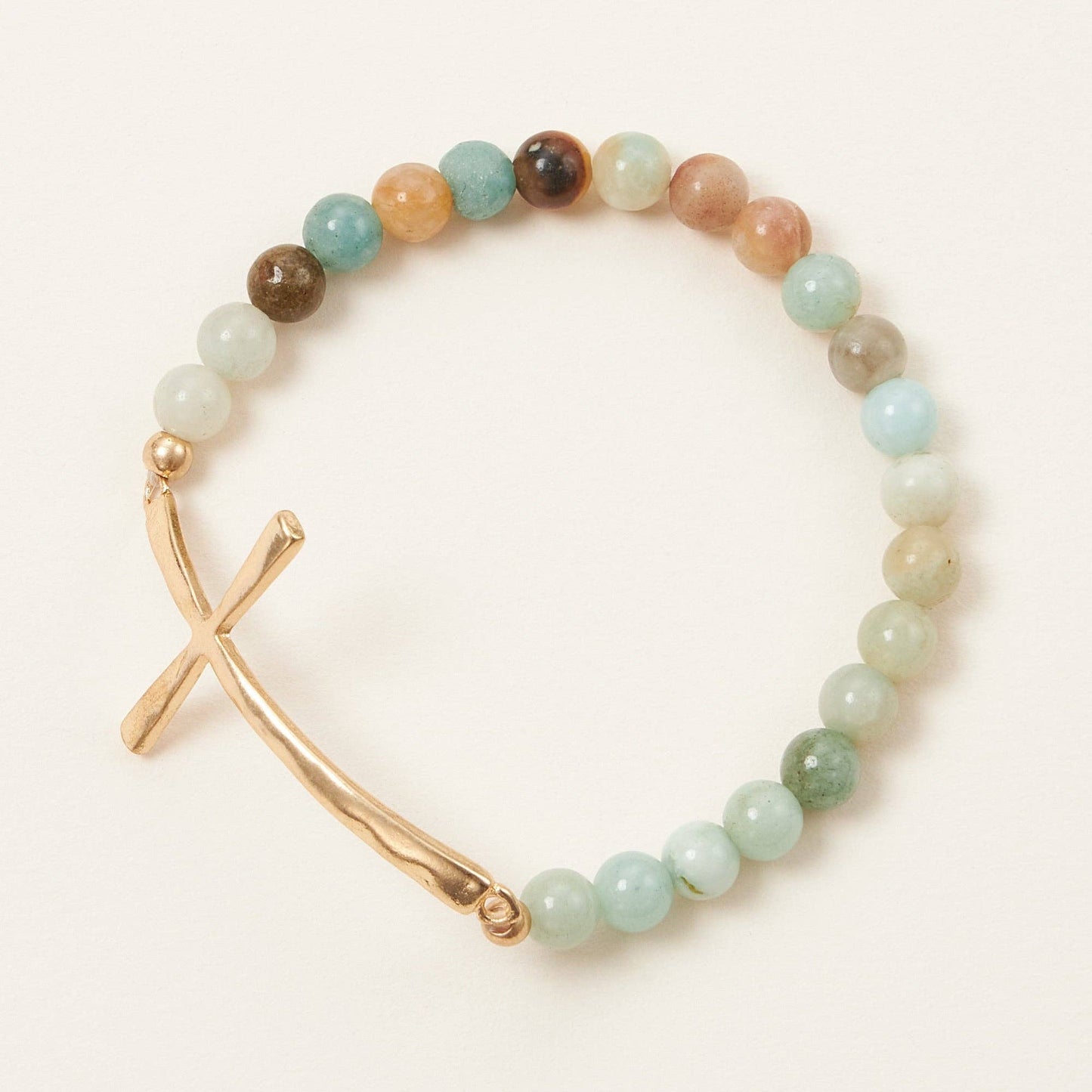Natural Stone Cross Stretch Bracelet