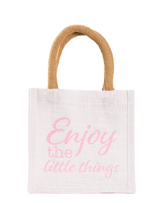 The Little Things Petite Gift Tote   White/Pink   7x7x5