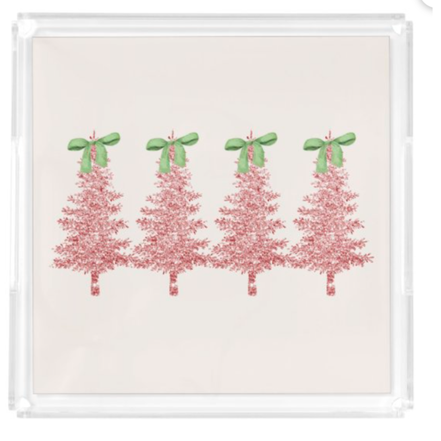 Acrylic Serving Tray - Holiday Collection - TINSEL TREE with Bows