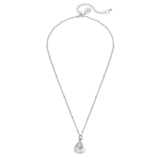 Dainty Silver Oyster Necklace