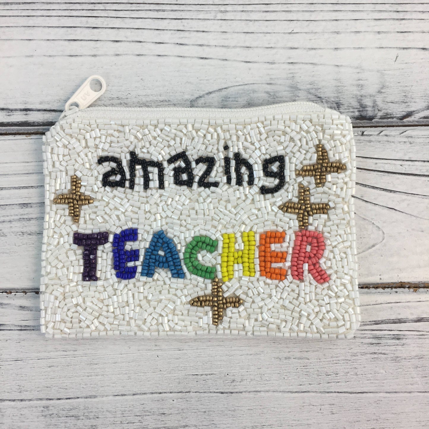 Amazing teacher beaded coin purse