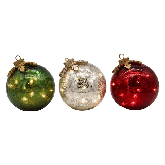 Battery Operated Glass Tabletop Christmas Ornaments