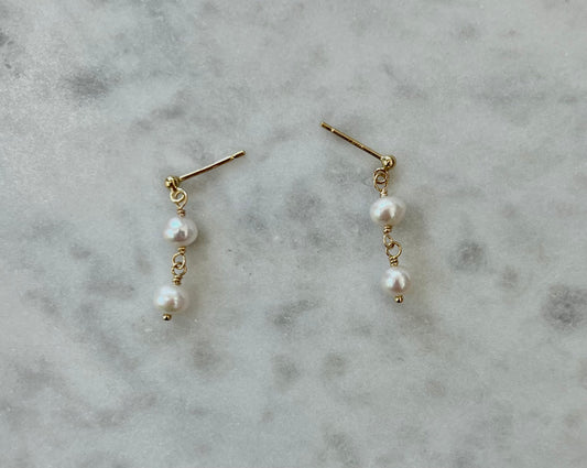 Freshwater pearl stud earrings double pearls