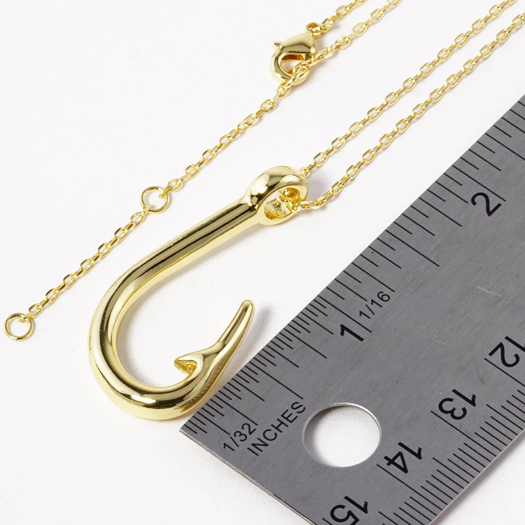 Gold-Dipped Fish Hook Fashion Necklace