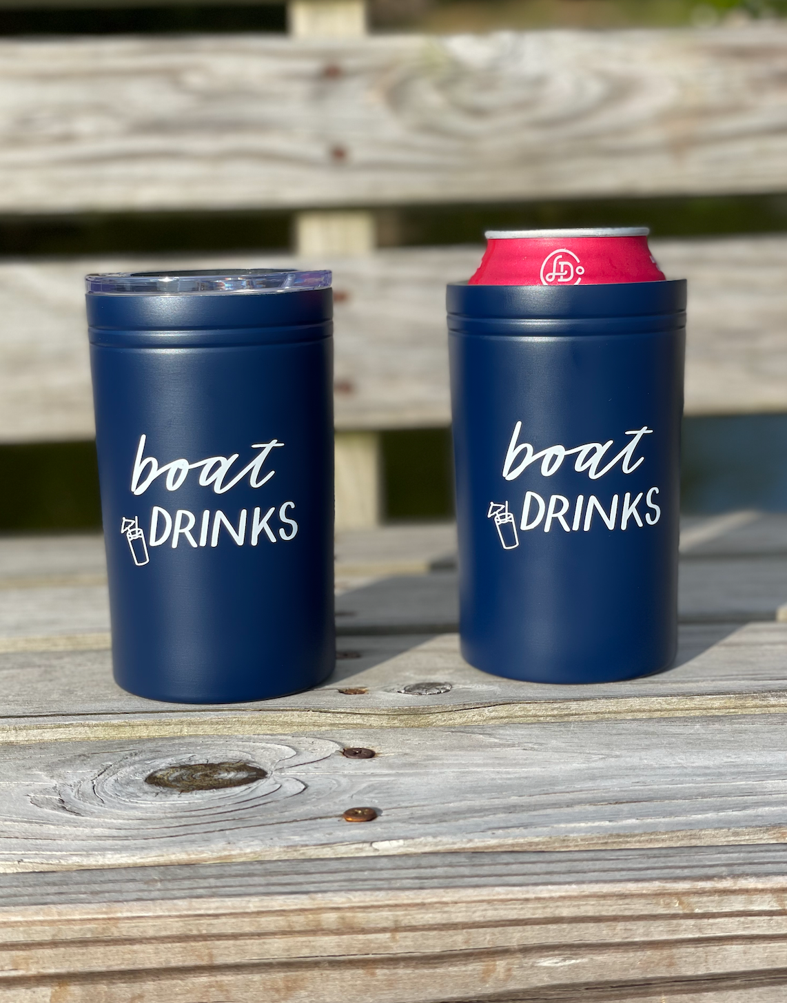 Boat Drinks Navy Tumbler and Insulated Koozie