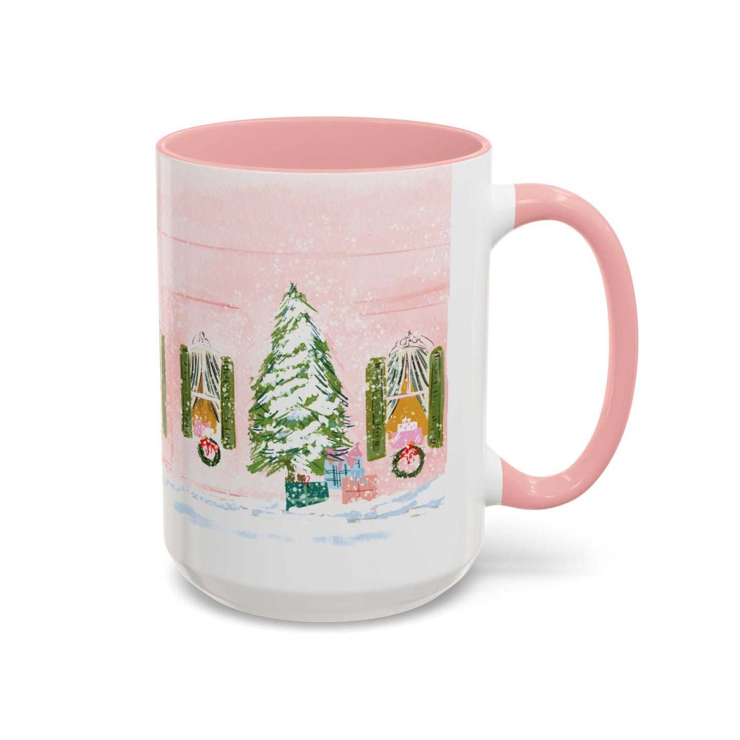 PINK CHRISTMAS TREE WINDOW MUG- CHRISTMAS WINDOW 