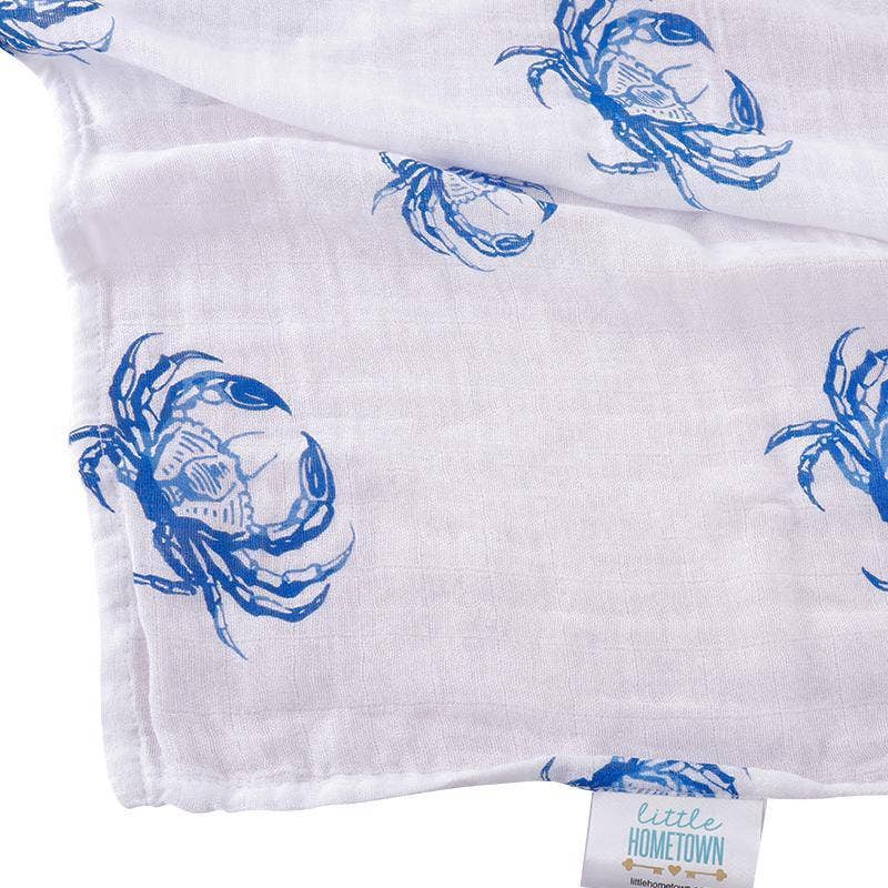 Blue Crab Baby Muslin Swaddle Blanket Breathable and Lightweight