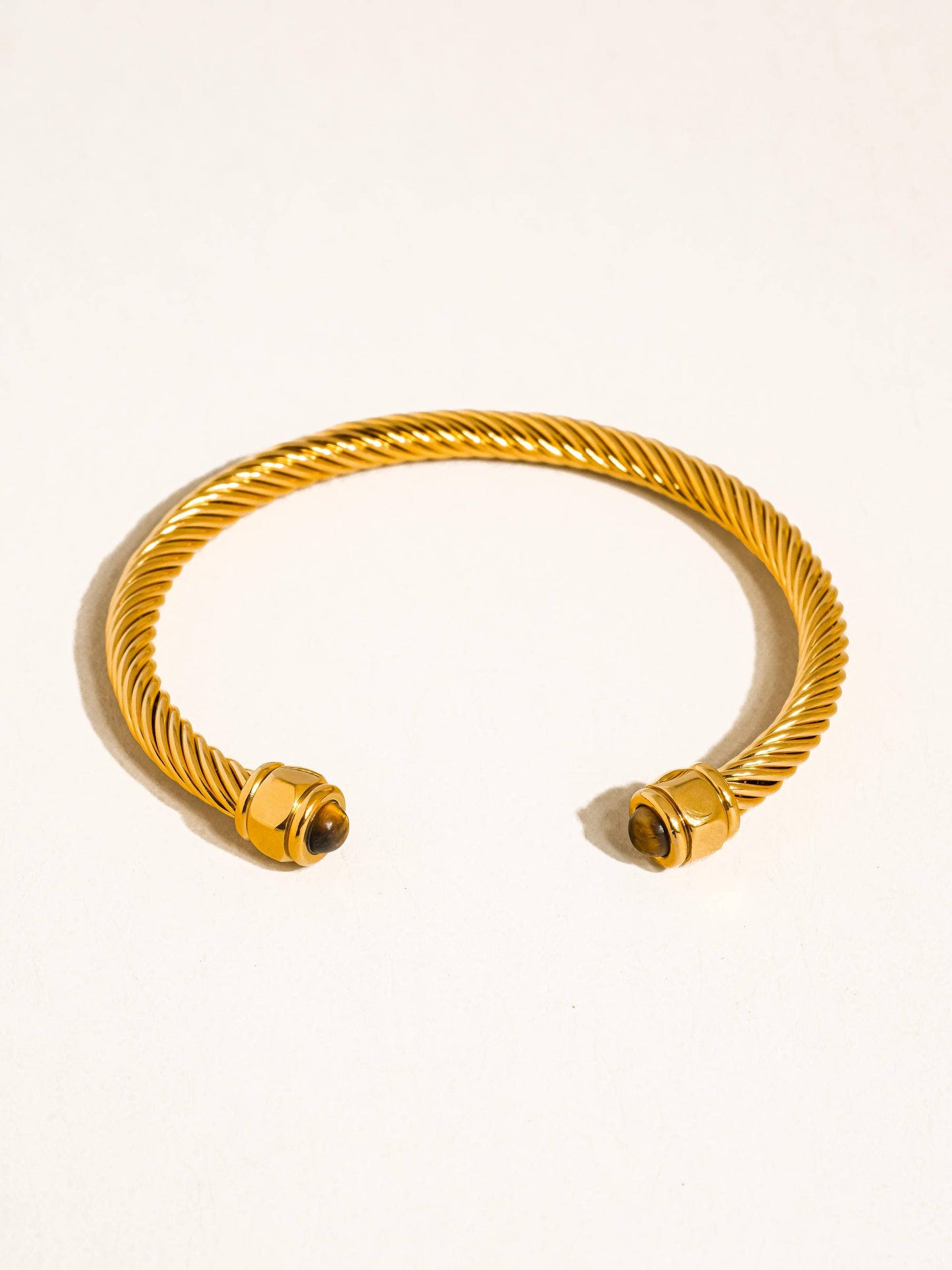 Vail 18K Gold Non-Tarnish Stone Braided Bangle