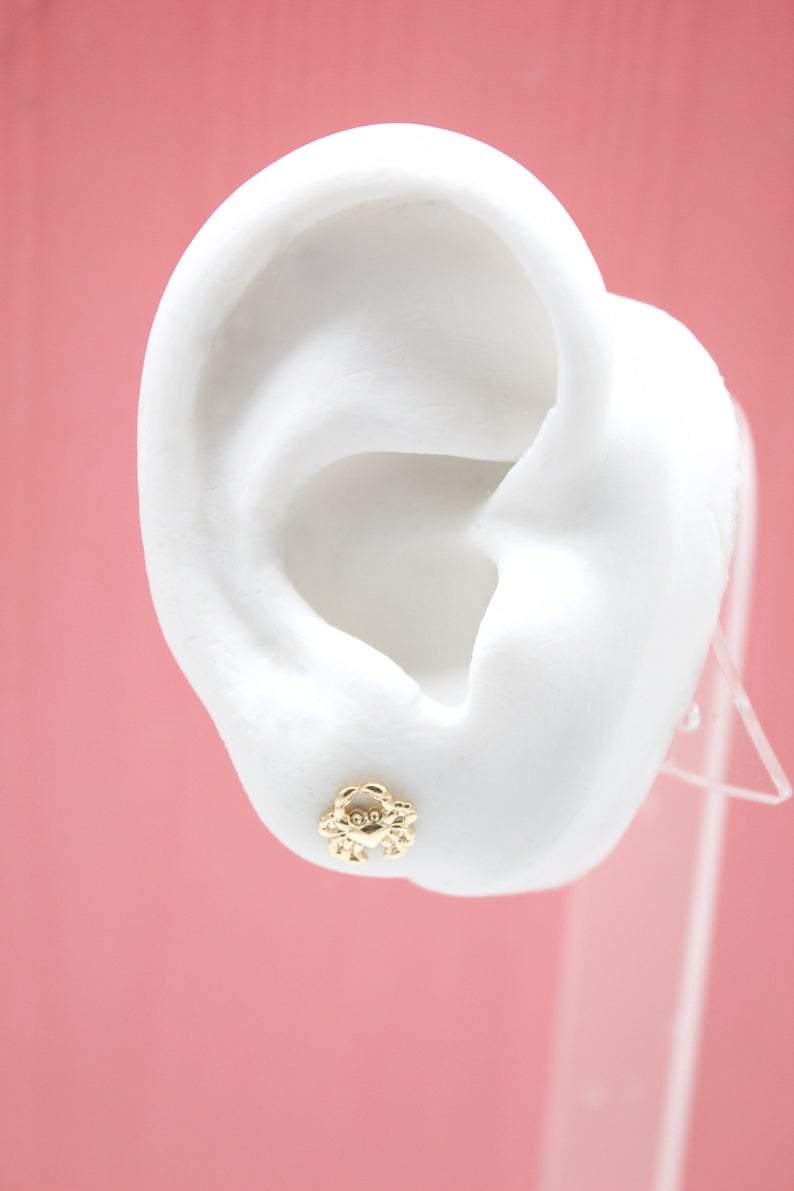 18K Gold Filled Sea Land Crab Stud Earrings ~ Water Resistant