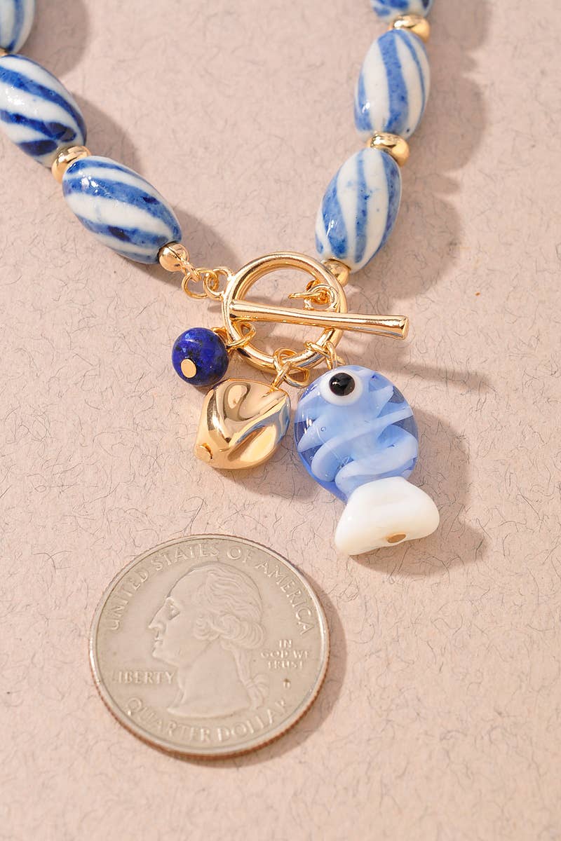 CERAMICS FISH CHARM TOGGLE BRACELET