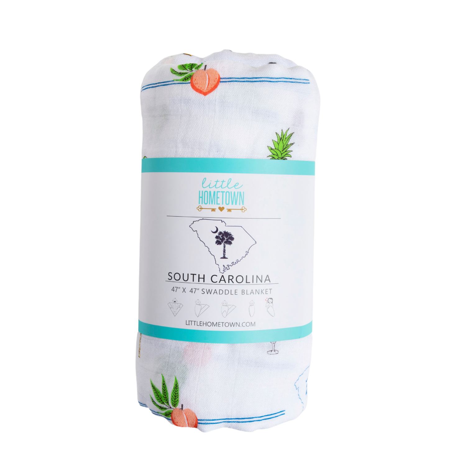 South Carolina Baby Muslin Swaddle Receiving Blanket Made to Grow with Your Little One