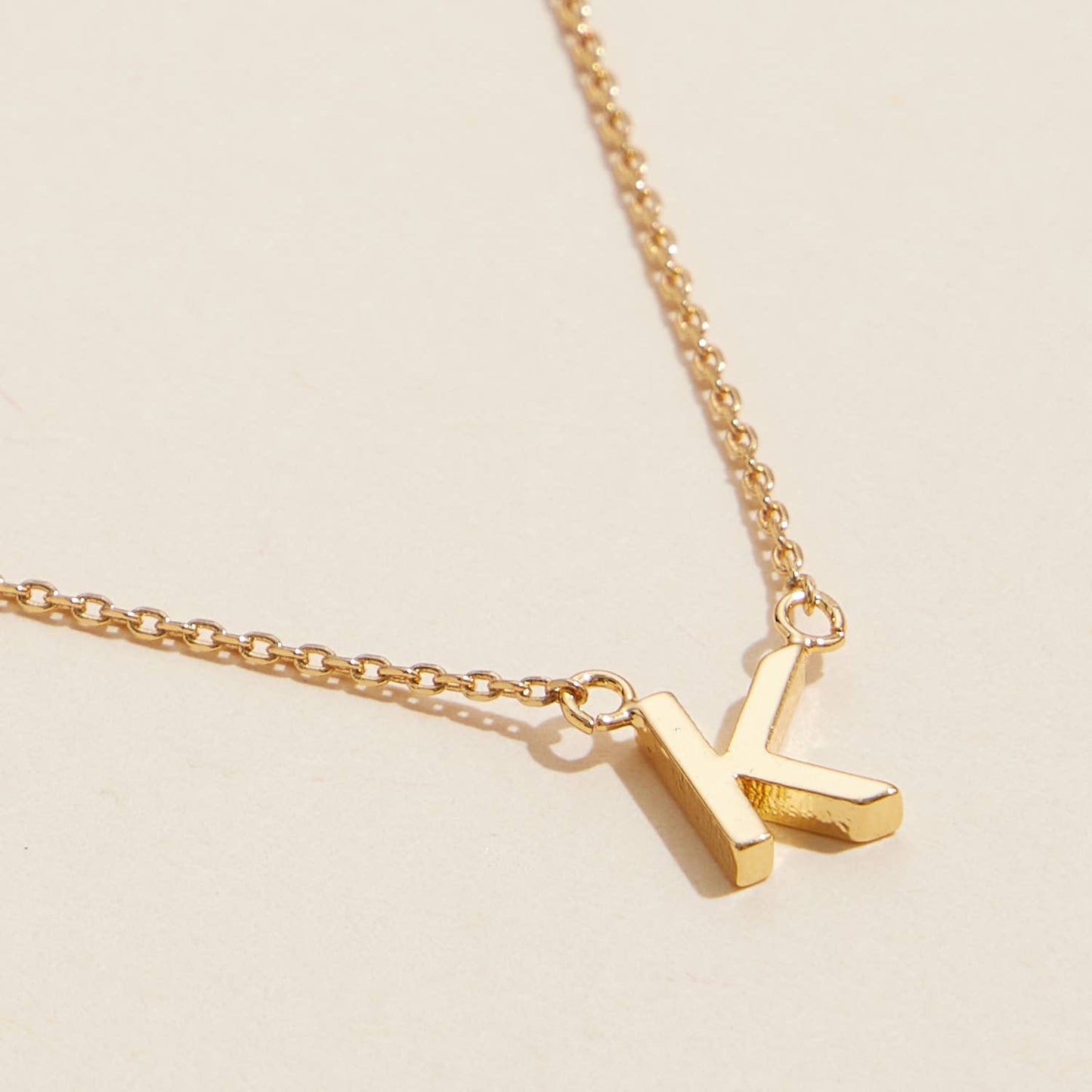 Initial Metal Letter Charm Short Necklace 16 inch