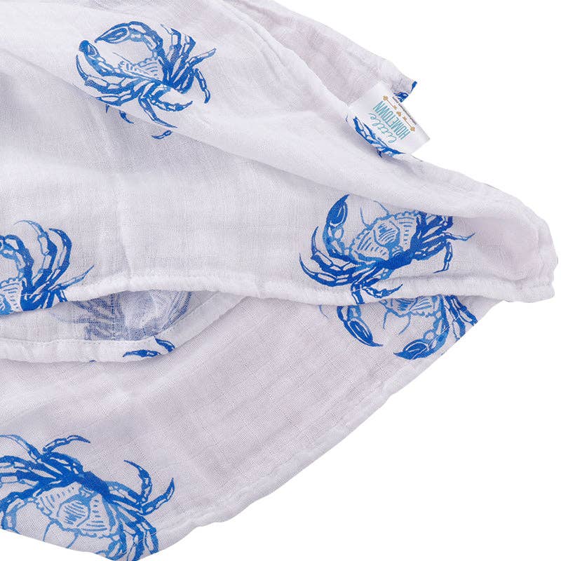 Blue Crab Baby Muslin Swaddle Blanket Breathable and Lightweight