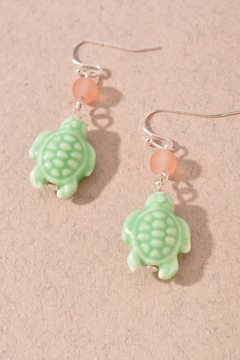 SEA TURTLE TURQUOISE CERAMIC EARRINGS