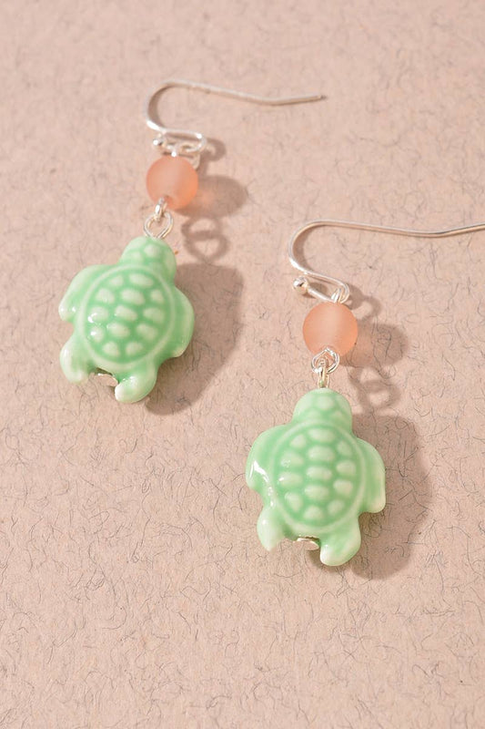 SEA TURTLE TURQUOISE CERAMIC EARRINGS