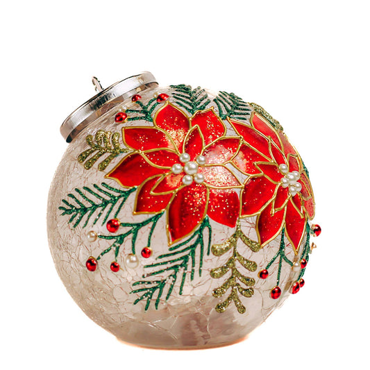 Cheerful Poinsettia Ornament with LED Lights — Christmas, Holiday Ornaments