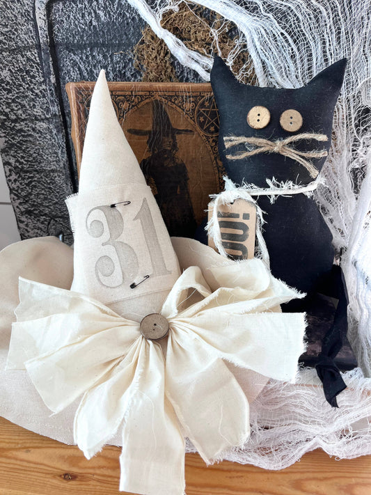 Primitive Witch Hat Natural Cotton 2, Halloween Home Decor