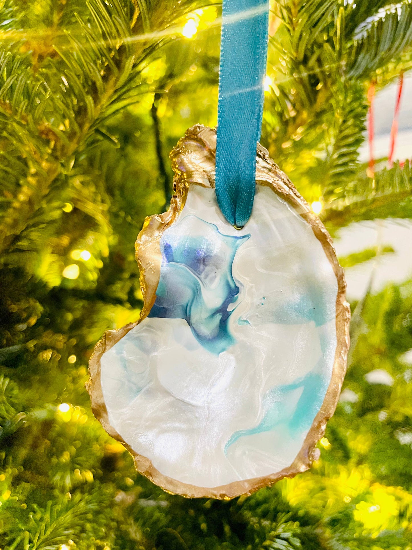 Hand painted blue water ornaments 