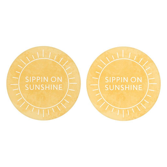 Sippin On Sunshine Yellow| Absorbent Car Coasters | Set of 2