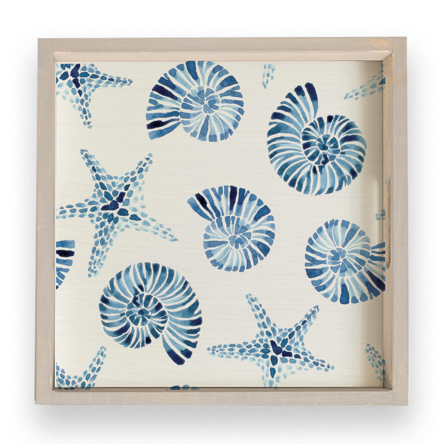 Blue Shell Starfish Pattern Serving Tray