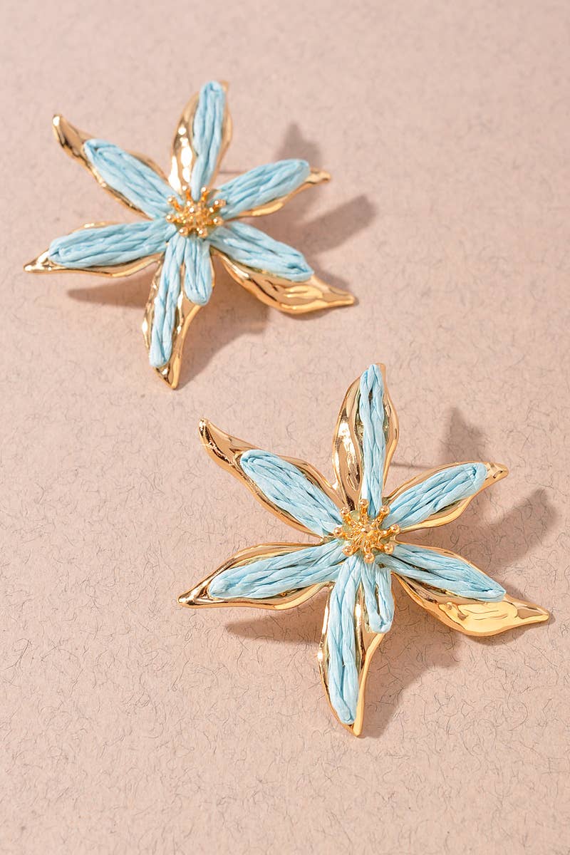 FLOWER METAL STRAW MIX EARRINGS