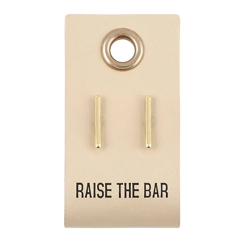 Leather Tag  Earrings - Bar