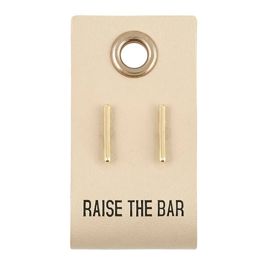 Leather Tag  Earrings - Bar