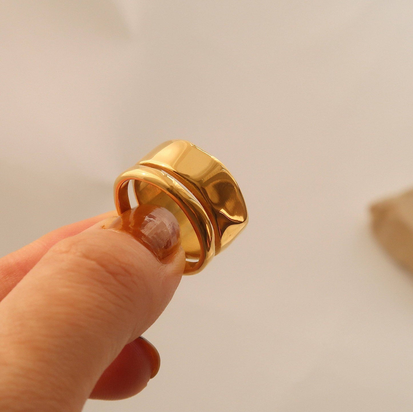 18K Gold Chunky Double Band Ring