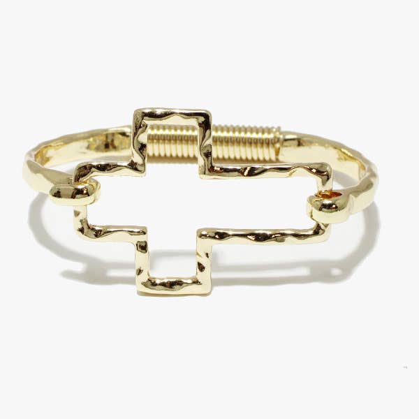Cross Hammered Metal Bracelet