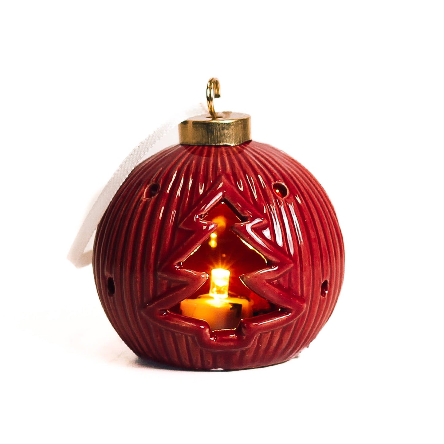 Tree Red Ornament with LED Light — Christmas, Holiday Ornaments