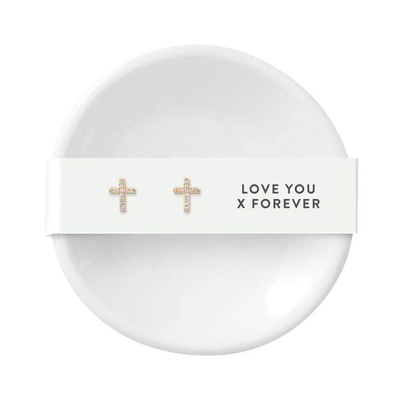 Ceramic Ring Dish & Earrings - Love Forever